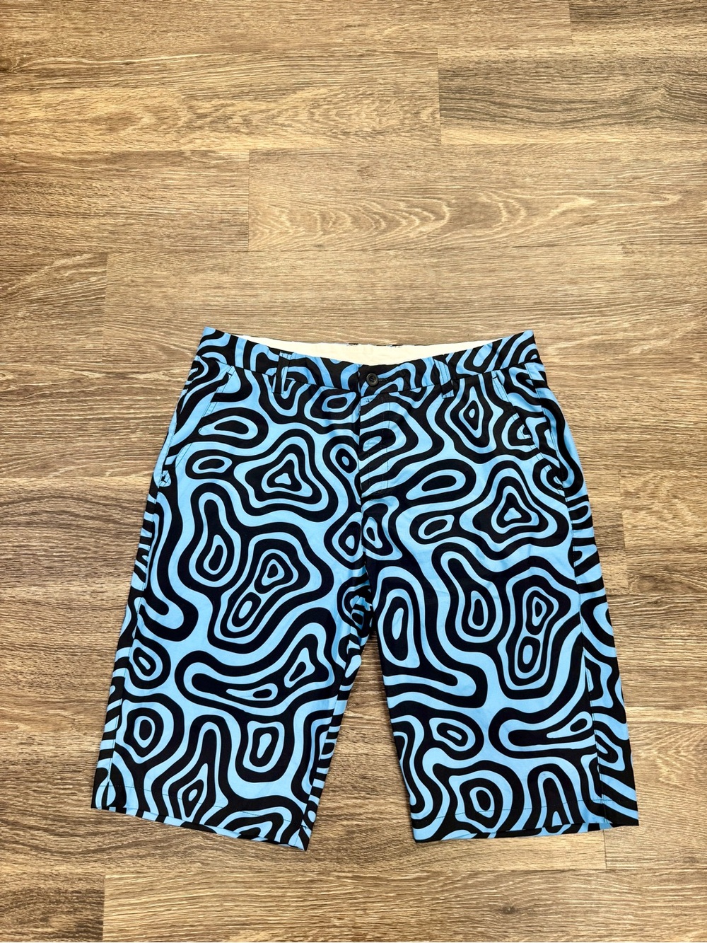 Hreski 105 Men’s Size 34 Blue Black Abstract Stretch Golf Shorts